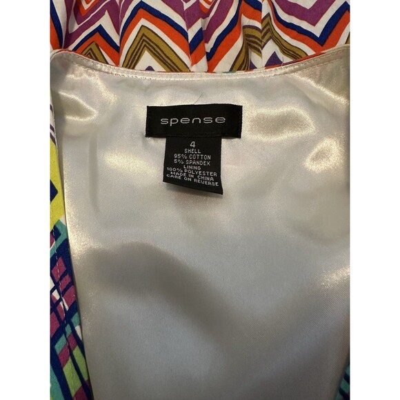 Spense Womens A Line Dress Pink Green Geometric Retro Pleated Skirt Design SZ 4 - Picture 11 of 12